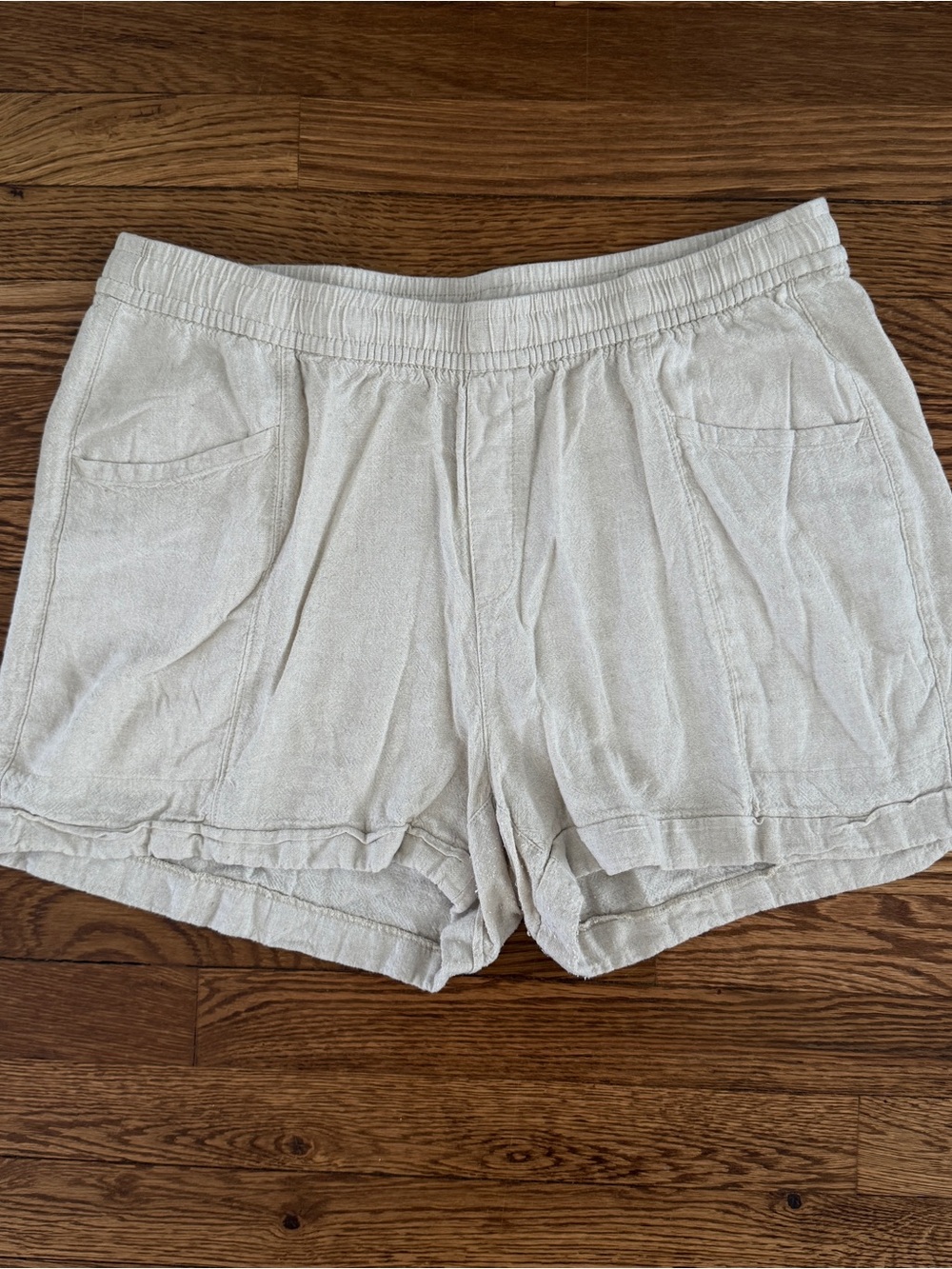 Linen-Blend High Rise Shorts